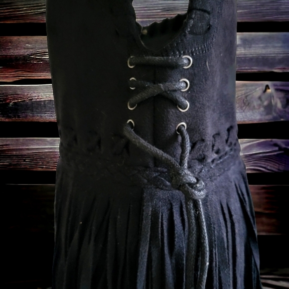 *SOLD* Not Rated' 16" Blk Faux Suede Layered fringed boot with a zip closure 7.5 - Picture 9 of 13